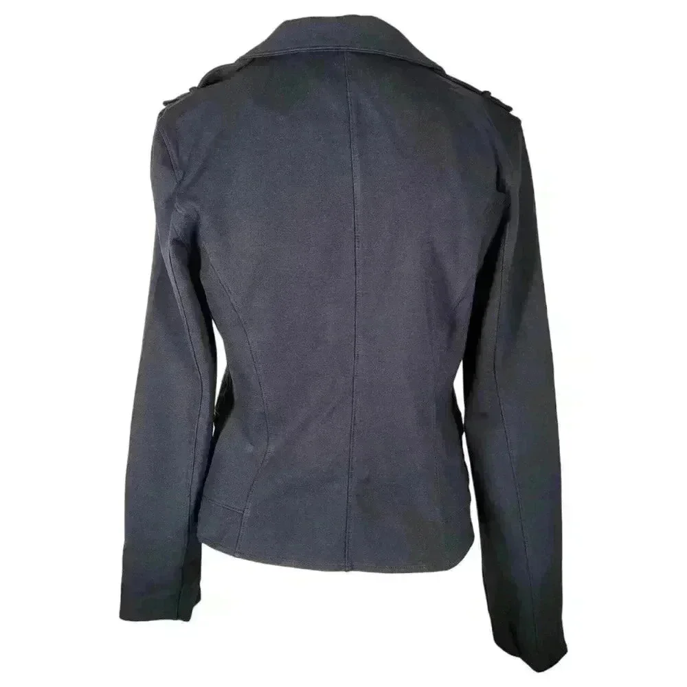 Marc NY Andrew Marc Knit Moto Navy Jacket Size Medium - Picture 8 of 12
